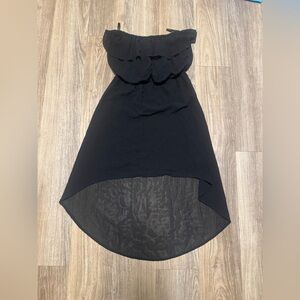 Mine Black Strapless High-Low Ruched Cocktail Dress